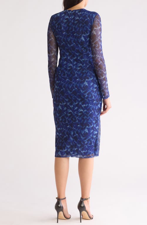 Eliza J Sheer Sleeve Midi Dress In Roy