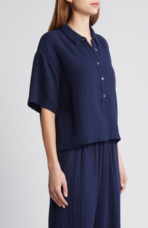 Shop Xirena Xírena Ansel Cotton Gauze Button-up Shirt In North Star