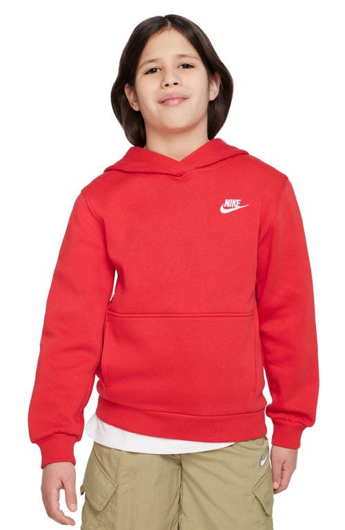 Nike Kids' Club Fleece Hoodie In University Red/white