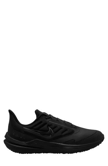 Shop Nike Air Winflo 9 Water Repellent Running Shoe In Black/off Noir/smoke Grey