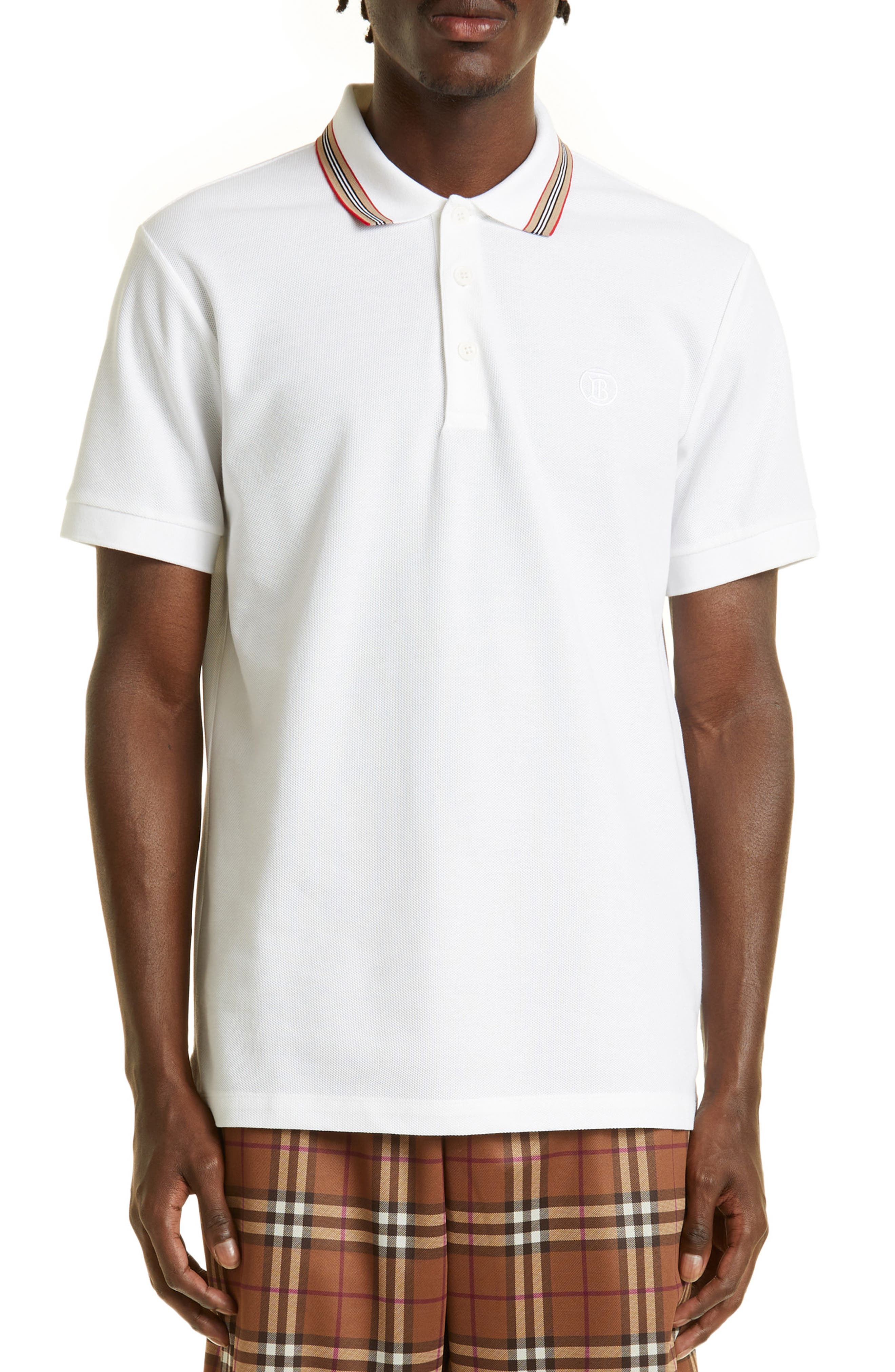 white burberry polo shirt mens