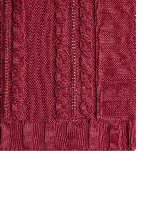 Vcny Home Dublin Cable Knit Throw Blanket In Red