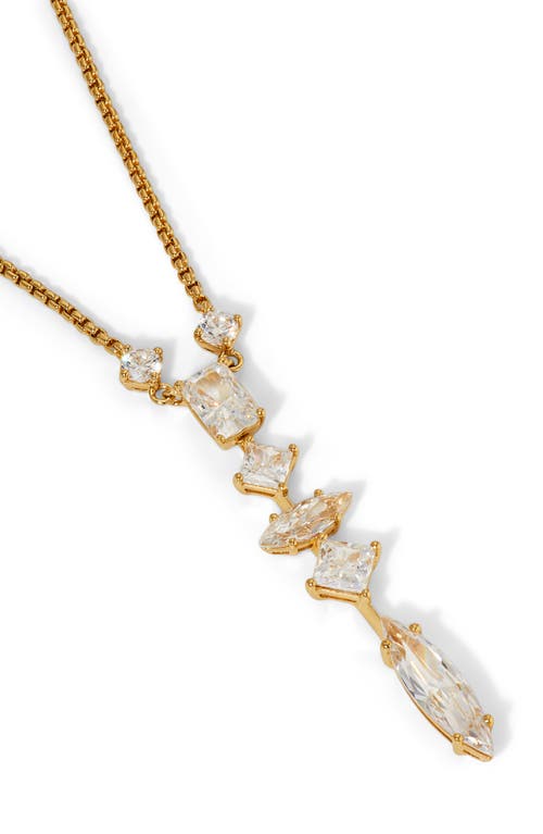 Shop Nadri Short Cubic Zirconia Y-necklace In Gold