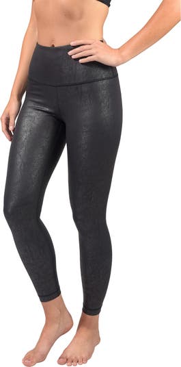 Faux Cracked Leather High Rise Ankle Leggings
