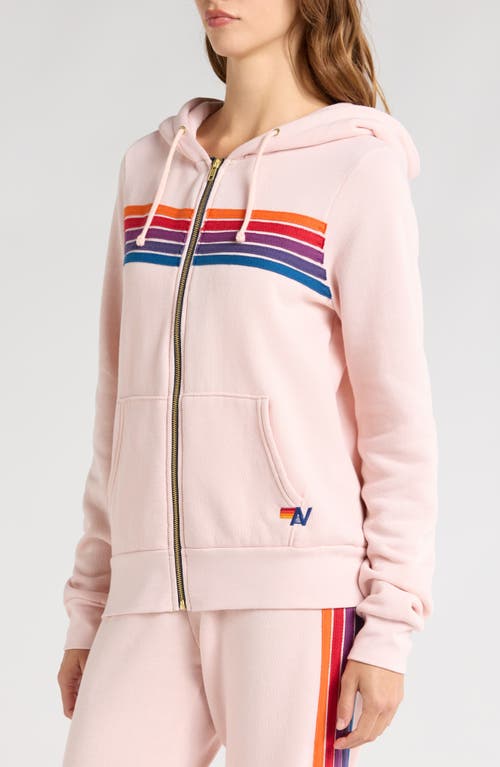 Shop Aviator Nation 5-stripe Zip Hoodie In Light Pink/purple Orange