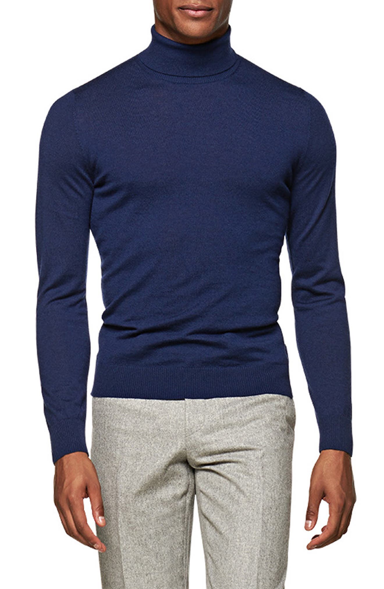 blue turtle neck men