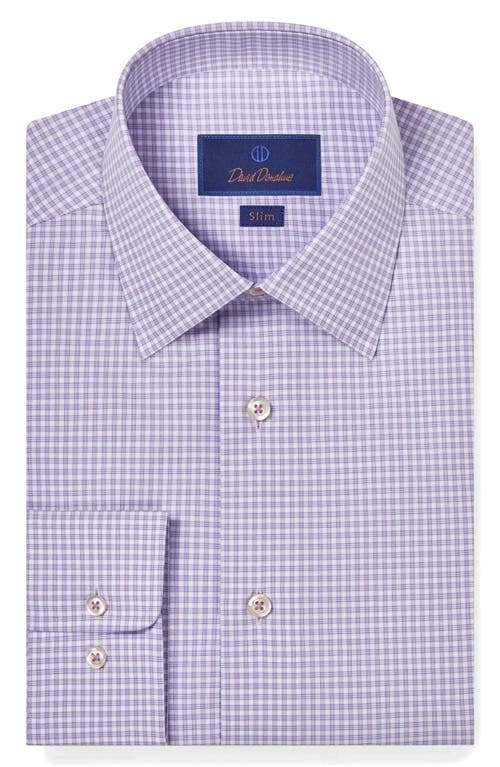 David Donahue Slim Fit Dobby Microcheck Dress Shirt In Lilac/white