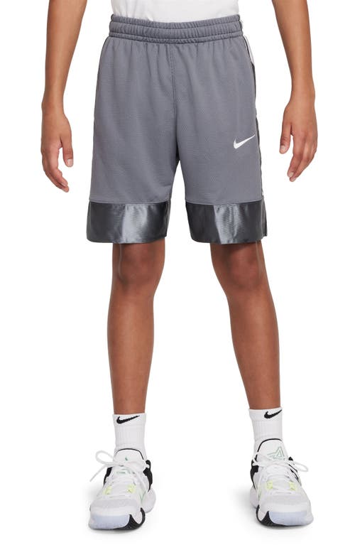 Nike Kids' Dri-fit Elite Basketball Shorts In Smoke Grey/white