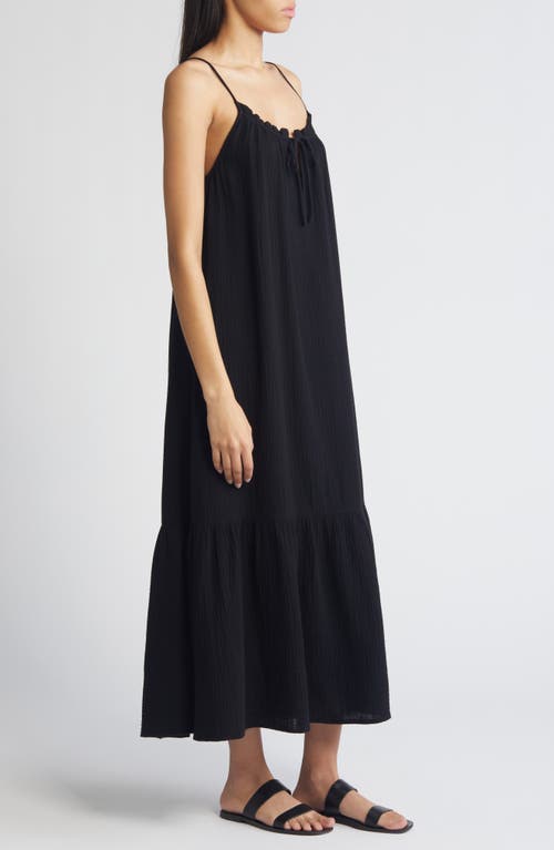 Shop Rails Marseille Organic Cotton Gauze Midi Dress In Black Gauze