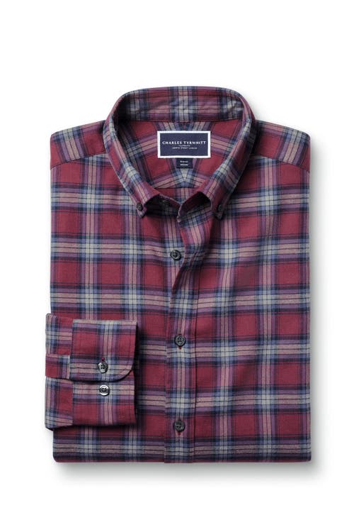CHARLES TYRWHITT CHARLES TYRWHITT SLIM FIT BUTTON-DOWN COLLAR BRUSHED FLANNEL CHECK SHIRT