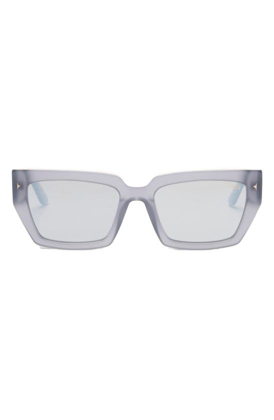 Dezi Switch 55mm Square Sunglasses In Steel / Smoke Flash