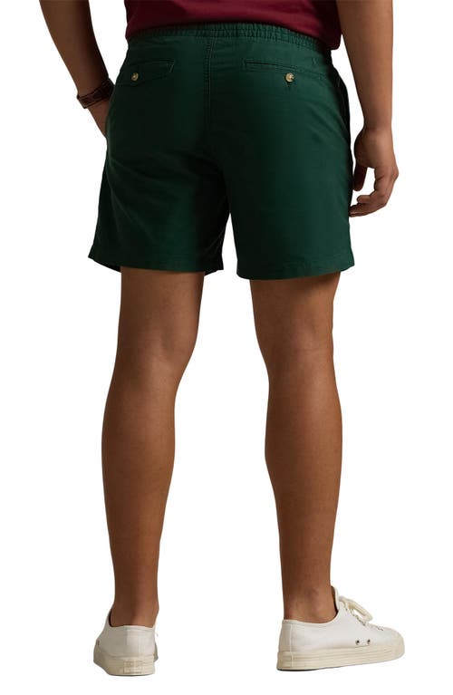 Shop Polo Ralph Lauren Classic Fit Flat Front Elastic Waist Chino Shorts In Moss Agate