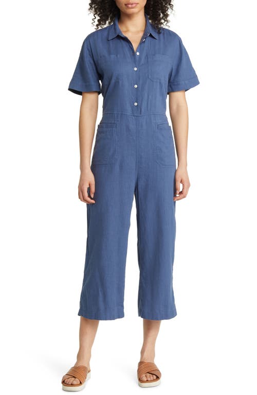 caslon(r) Linen Blend Utility Jumpsuit in Blue Ensign