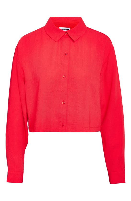Noisy May Kara Crop Button-up Shirt In Bittersweet