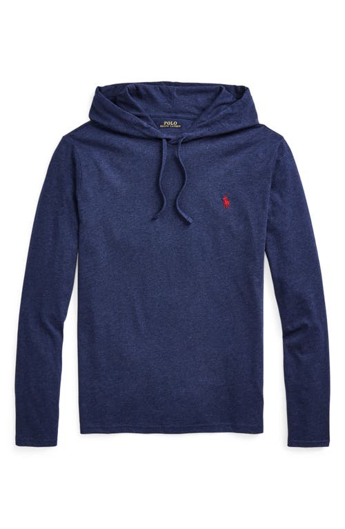 Shop Polo Ralph Lauren Embroidered Logo Cotton Hoodie In Spring Navy Heather