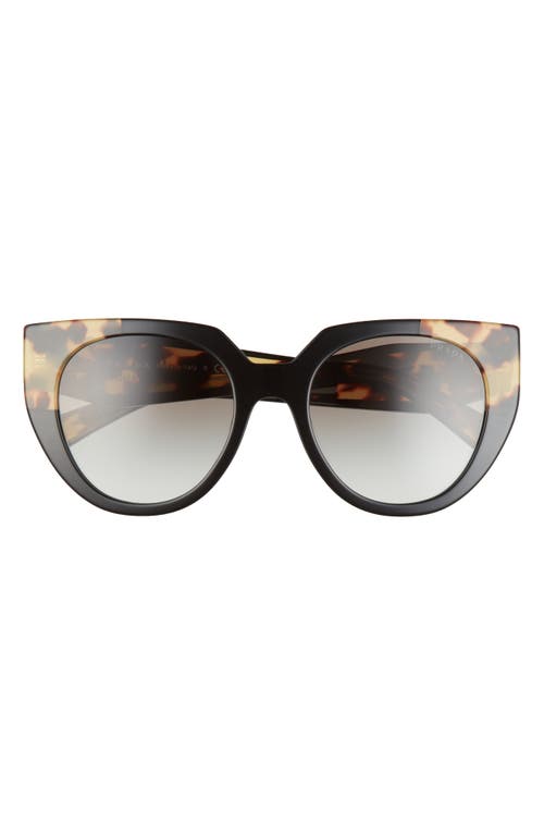Prada 52mm Cat Eye Sunglasses In Black/tortoise/grey Gradient