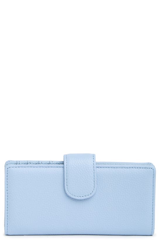 Mundi Small Leather Goods Mundi Slim Leather Clutch Continental Wallet In Chambray
