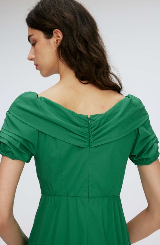 Shop Diane Von Furstenberg Laurie Portrait Neck Cotton Blend Maxi Dress In Signature Green