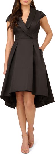 Adrianna Papell Box Pleat High Low Mikado Dress Nordstrom