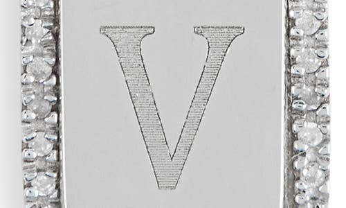 Meshmerise Diamond Initial Dog Tag Pendant Necklace In White-v