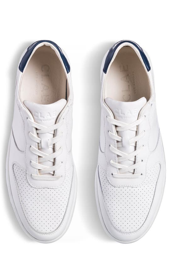 Shop Clae Malone Sneaker In White Leather Denim Blue