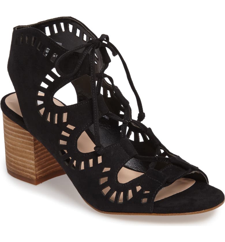 BP. Decker Lace-Up Sandal, Main, color, BLACK FAUX SUEDE