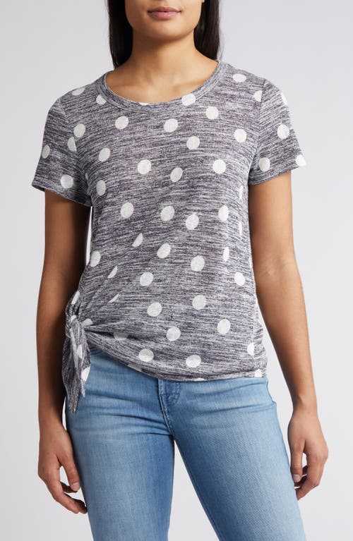 Side Tie T-Shirt in Navy/Ivory Big Dot
