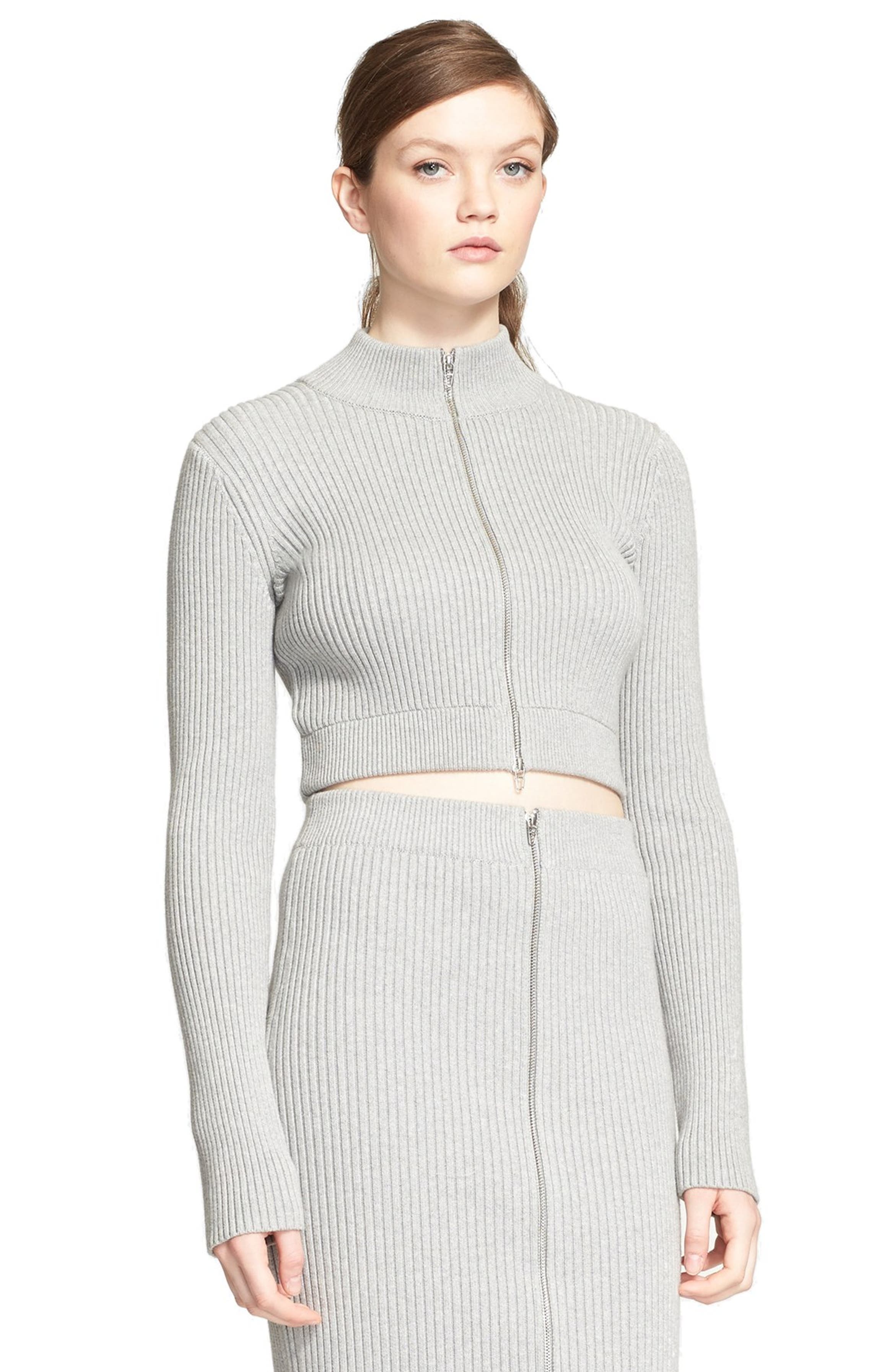 T by Alexander Wang Funnel Neck Ribbed Cardigan | Nordstrom