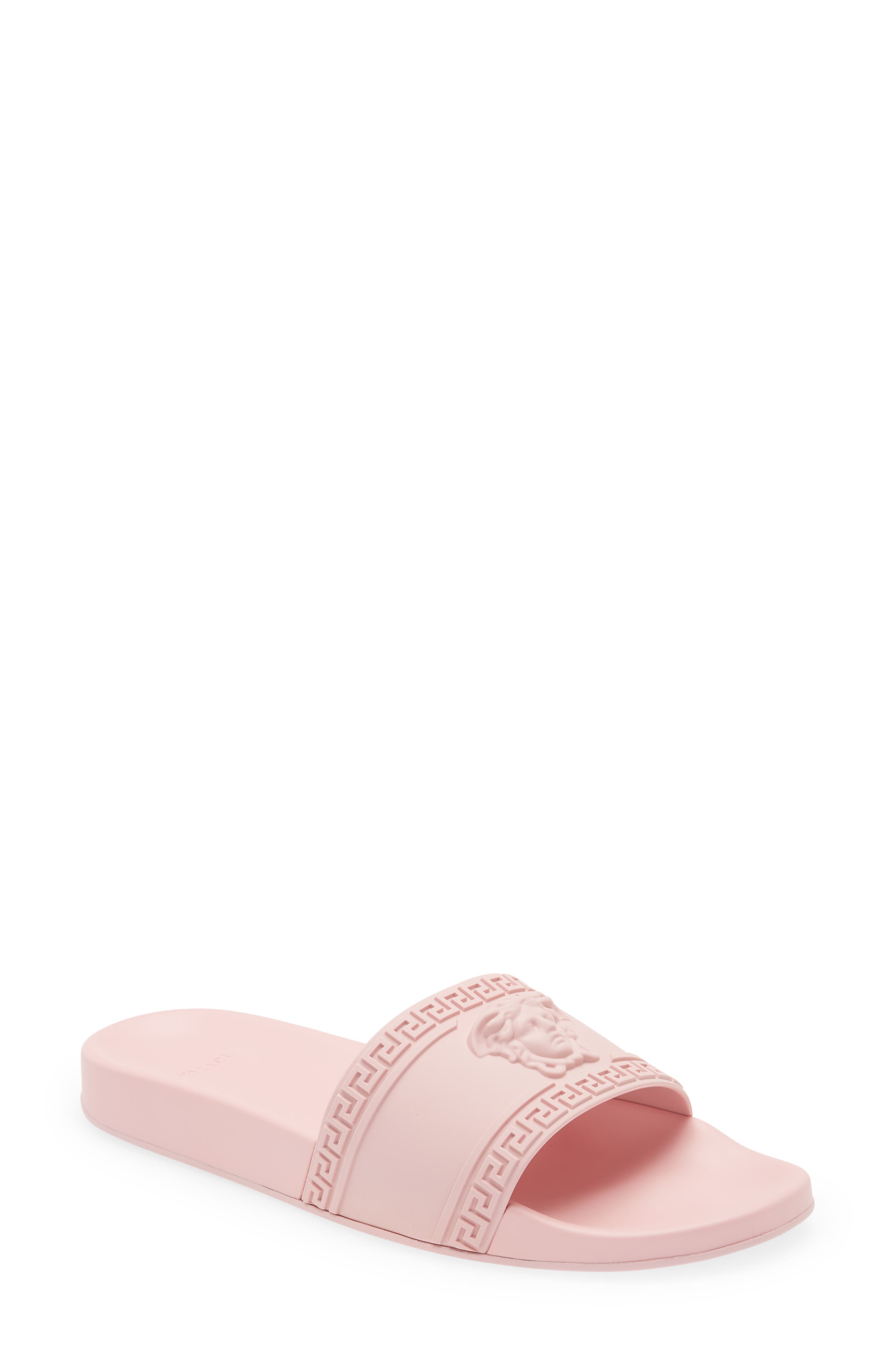 womens pink versace slides