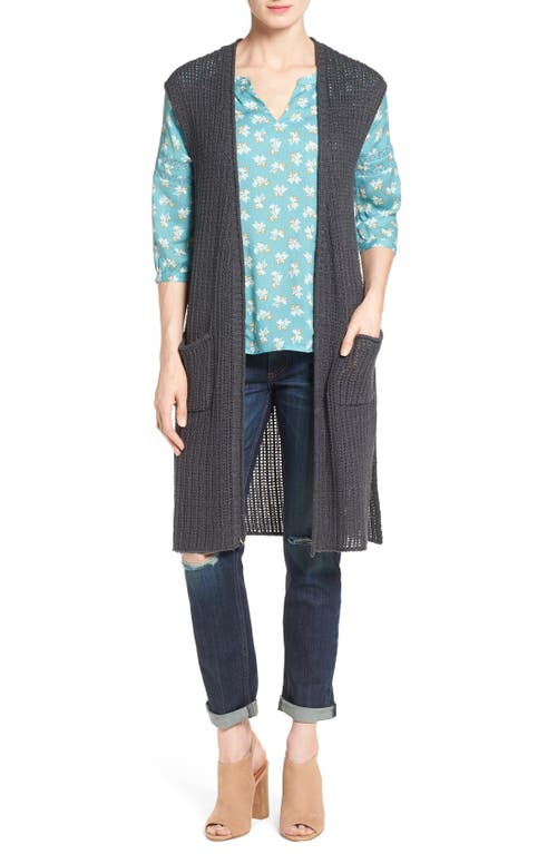caslon(r) Long Sweater Vest in Heather Charcoal