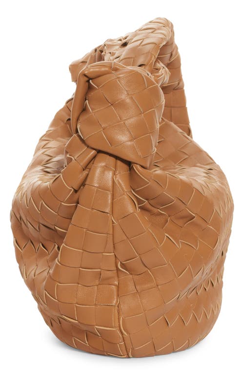 Bottega Veneta Teen Jodie Knitted Shoulder Bag In Caramel Gold