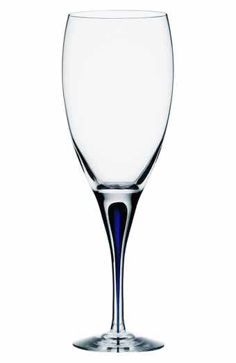 Contemporary Orrefors Intermezzo Hand-Blown Red Stem Champagne Flutes- Set  of 4