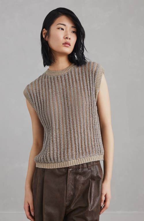 Shop Brunello Cucinelli Mohair, Wool And Cashmere Knit Top With Precious Ribbing In Brown