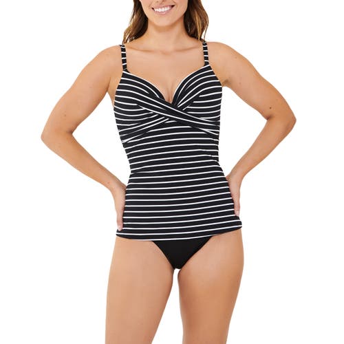 Shop Christina Wrap Front Push Up Tankini In Black-white