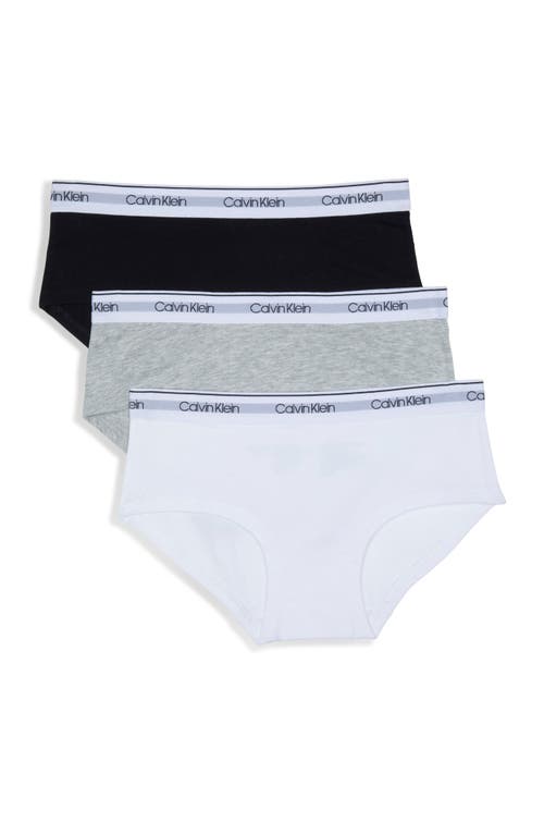 Calvin Klein Kids' 3-pack Hipster Briefs In Heather Grey/black/white