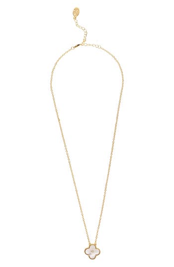 Rivka Friedman 18k Plated Pearl Flower Necklace In 18k Gold Clad