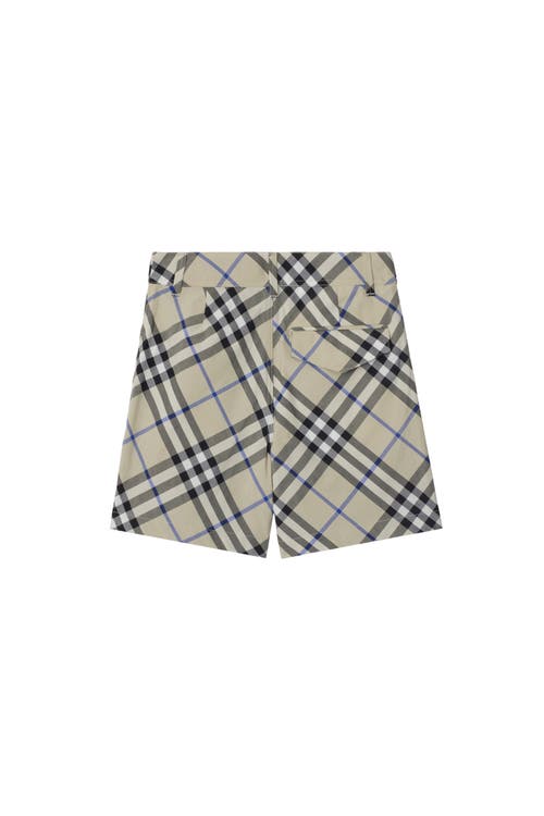 Shop Burberry Check Cotton Shorts In Lichen