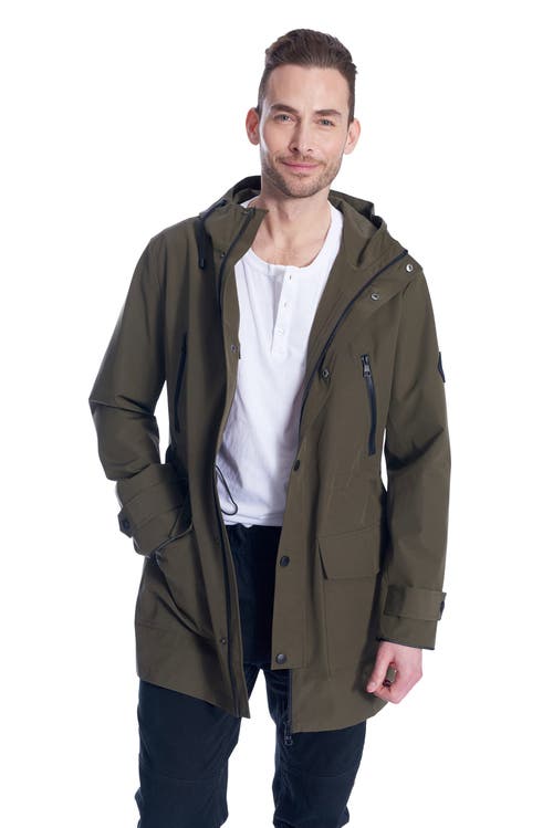 Alpine North Banks Men's Drawstring Raincoat In Army