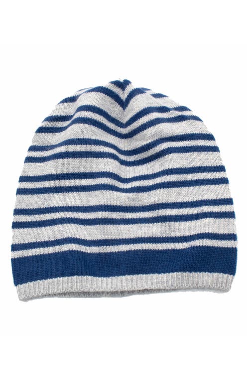 Shop Portolano Slouchy Stripe Beanie In Happy Blue/silver