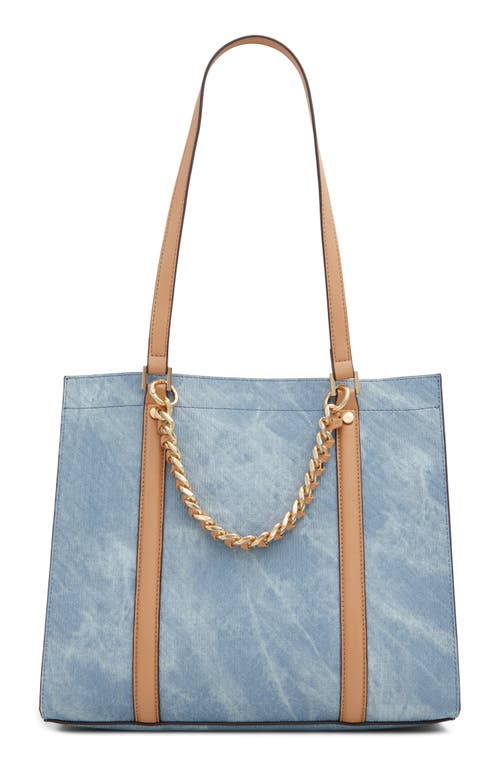 Amelix Faux Leather Tote in Medium Blue