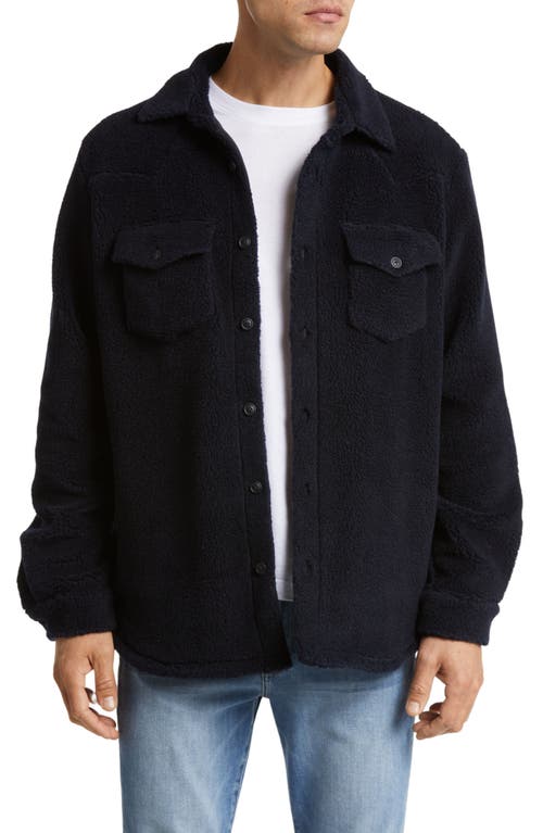 x Woolrich Western Faux Shearling Button-Up Shirt in Navy