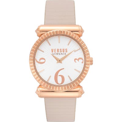 Versus Versace Republique Leather Strap Watch,
