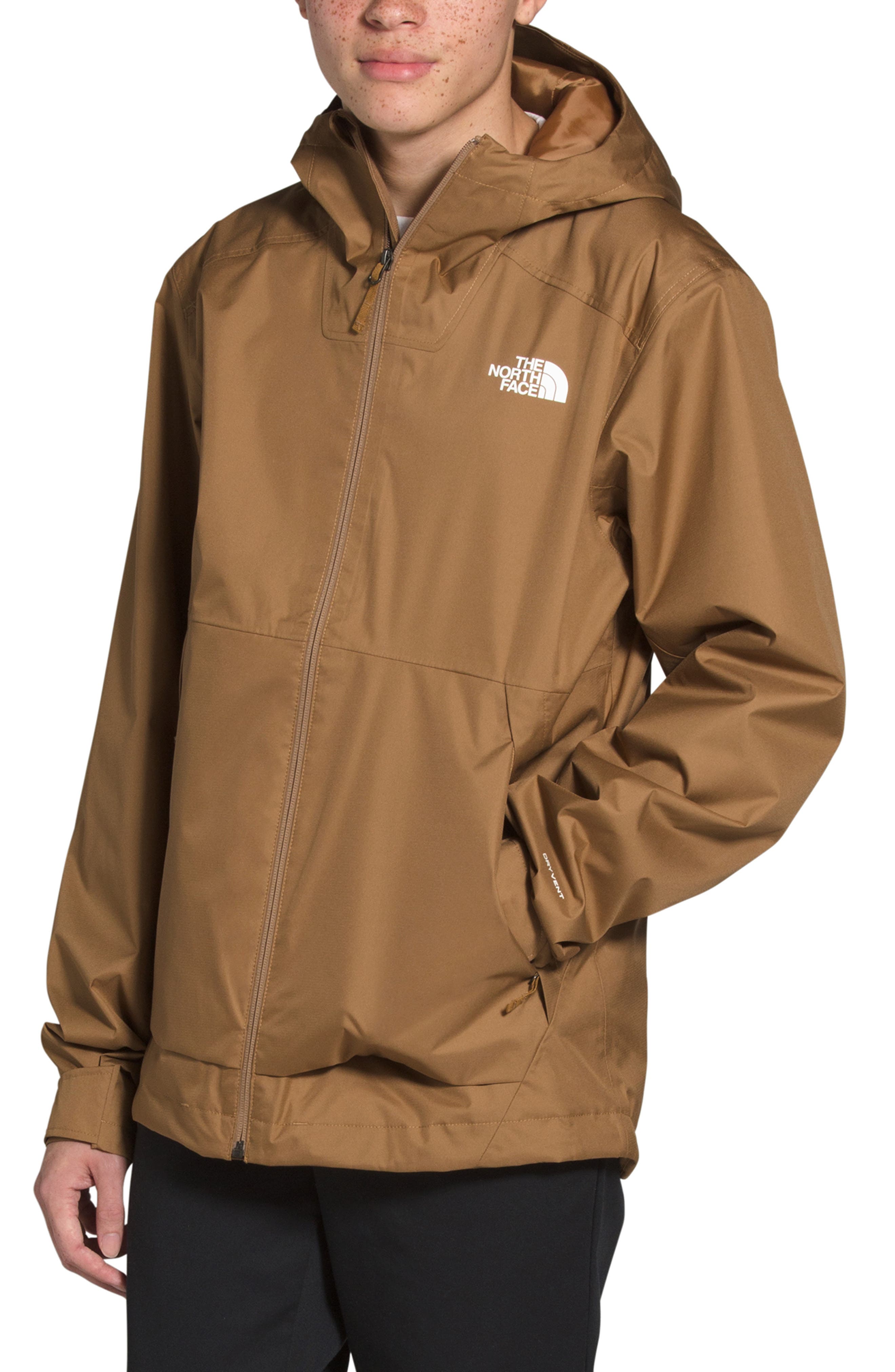 brown north face rain jacket