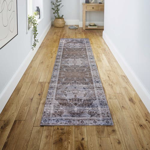 Jonathan Y Alanya Ornate Medallion Machine-washable Area Rug In Brown/light Gray