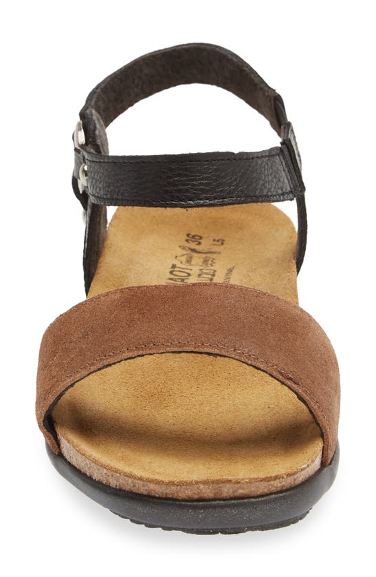 Naot Sabrina Sandal In Brown Suede/ Black Leather