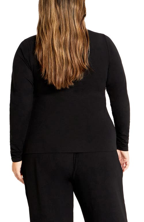City Chic Liz Scoop Neck Jersey Top In Black