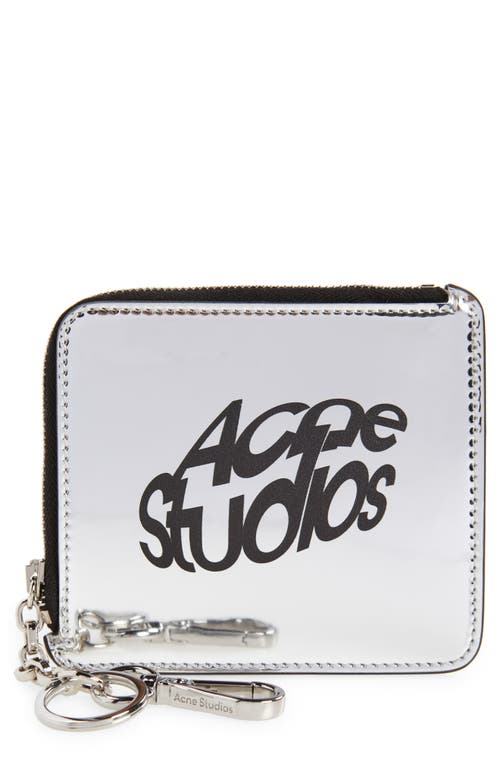 Acne Studios Metallic Zip Wallet in Silver at Nordstrom