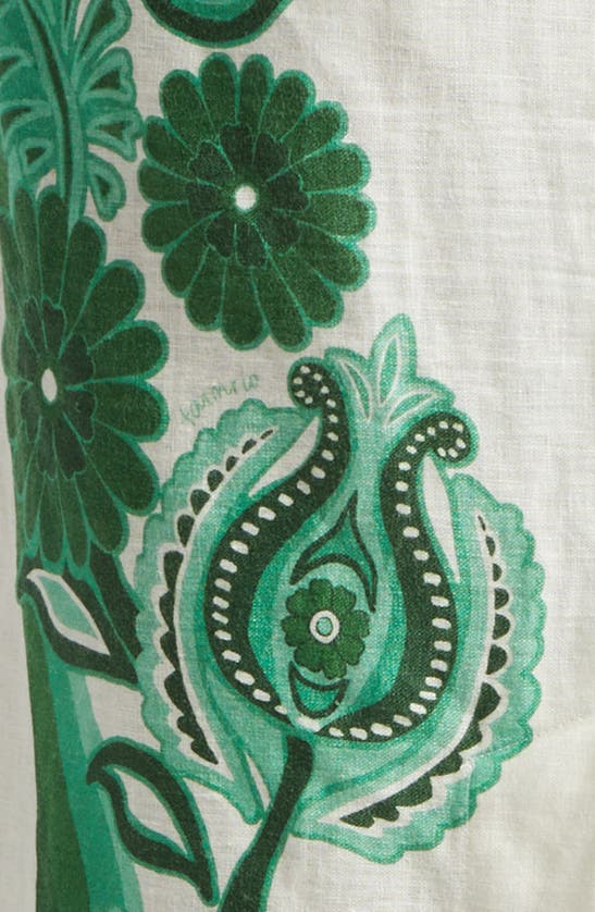 Shop Farm Rio Festival Floral Linen Midi Skirt In Color Festival Green