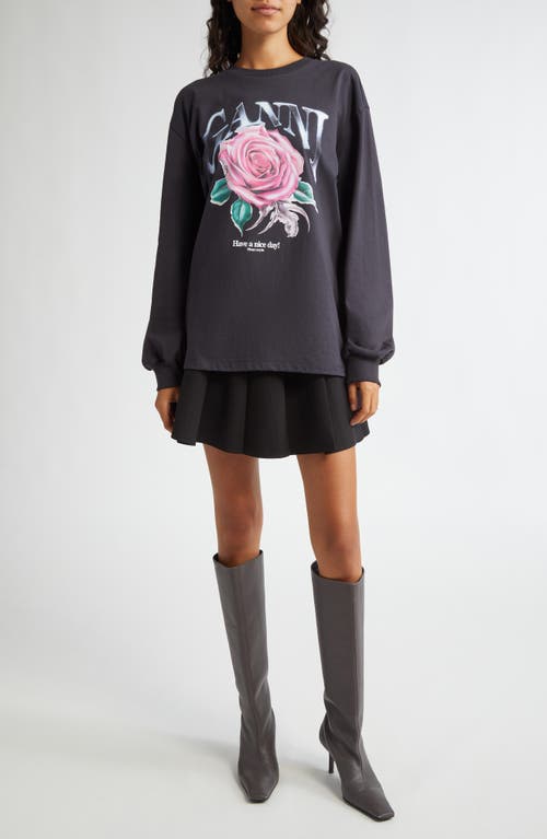 Shop Ganni Future Heavy Cotton Graphic Sweatshirt In Phantom