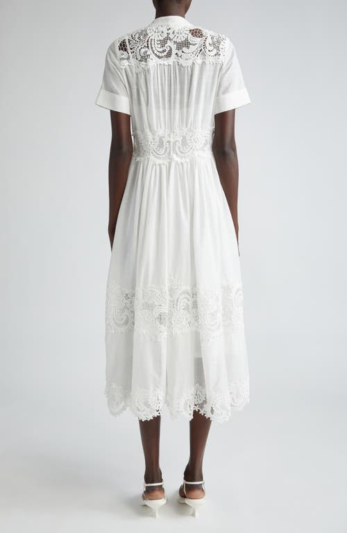 Shop Zimmermann Pop Lace Trim Midi Shirtdress In Ivory